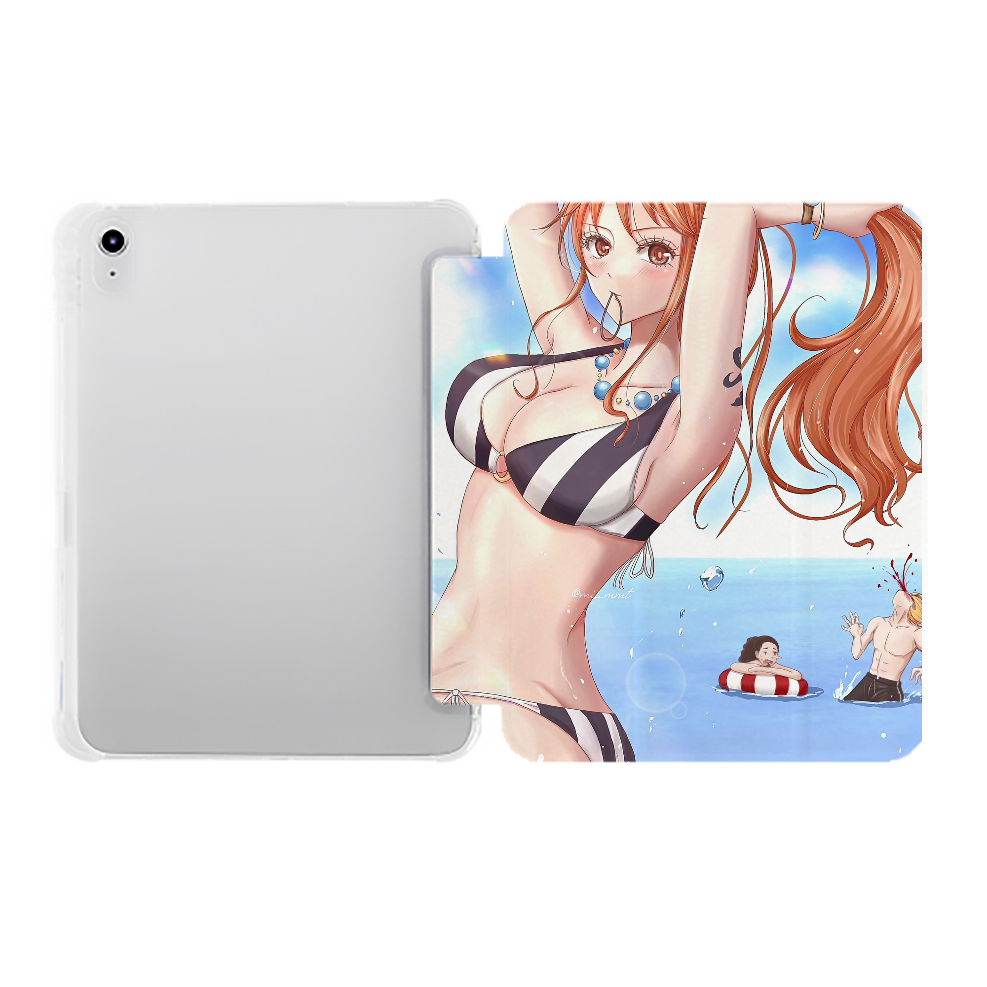 （画像用） ワンピース ONE PIECE IPad ケース ペン収納付き 三つ折りスタンド PUレザー×シリコン 対応機種9.5/10.5/10.9インチ